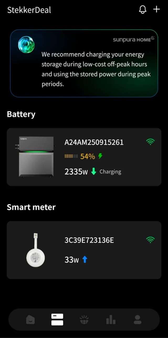 Apparaatoverzicht beta: batterijstatus, laadvermogen en P1-meter-verbruik